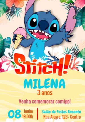 Stitch Birthday Invitation – Static – Convites e Artes Digitais