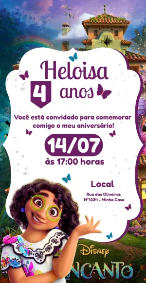 Convite de Aniversário Encanto com Mirabel para Editar Online