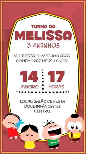 Invitation d'anniversaire Turma da Mônica – Statique – Idesign Personalizados