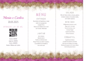 Menu de Casamento Tri-fold Glitter para Editar Online