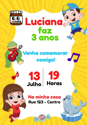 Convite de Aniversário Luccas Neto com Personagens Editável