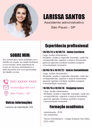 Modelo de Currículo Profissional com Foto para Editar Online