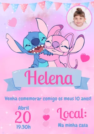Invitación de cumpleaños Stitch – Estático – Convites e Artes Digitais