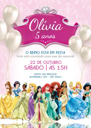 Invitación de cumpleaños Princesas – Estático – Myanne Figueiredo