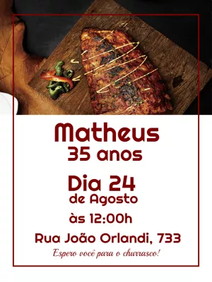Convite Aniversário Churrasco Rústico para Editar Online