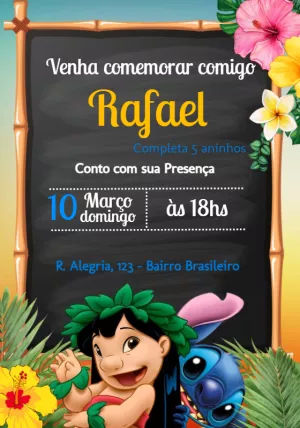 Invitación de cumpleaños Stitch – Estático – Julia B