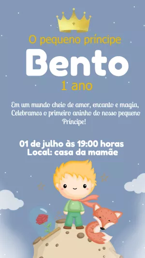 Convite Aniversário Pequeno Príncipe para Editar Online