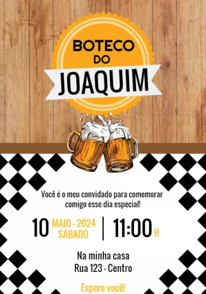 Convite Aniversário Tema Boteco com Cerveja para Editar