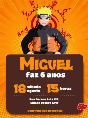 Convite de Aniversário Naruto para Editar Online