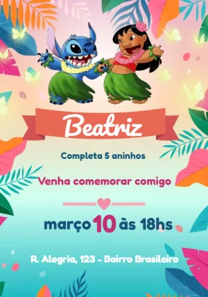 Invitación de cumpleaños Stitch – Estático – Julia B