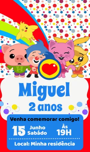 Convite Aniversário Palhaço Plim Plim para Editar Online