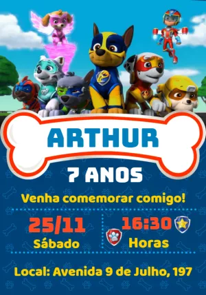 Invito di compleanno Paw Patrol – Statico – Oh Baby Convites