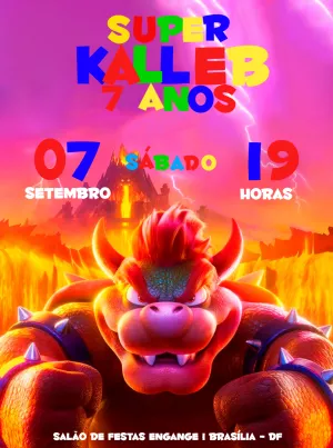 Convite Aniversário Super Mario Bowser para Editar Online