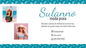 Cartão de Visitas Moda Praia Editável para sua Loja