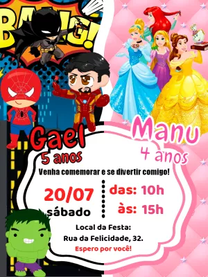Invito di compleanno Principesse – Statico – Pedro Henrique