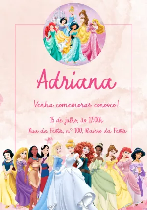 Invitación de cumpleaños Princesas – Estático – Beatriz Lopes dos Anjos