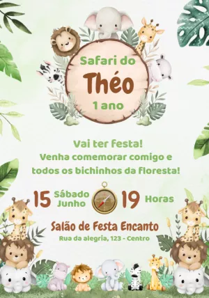 Safari Birthday Invitation – Static – Convites e Artes Digitais