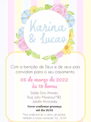 Convite de Casamento Floral Delicado para Editar Online
