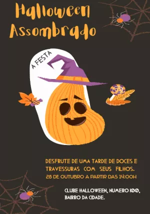 Convite de Aniversário Halloween Assombrado para Editar Online