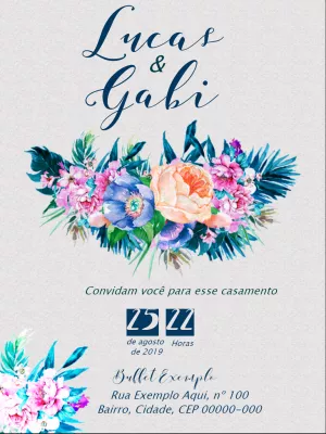 Convite de Casamento Floral Aquarela Editável Online