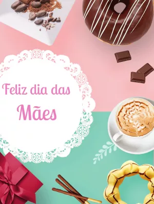 Cartão de Dia das Mães com Doces para Editar Online