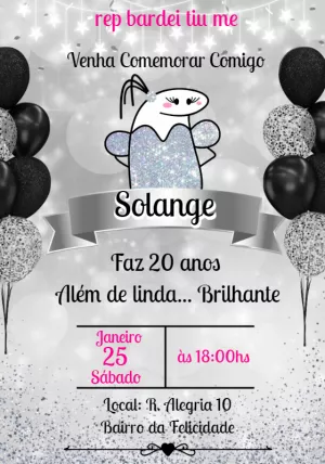Convite de Aniversário Flork Meme Luxo para Editar Online