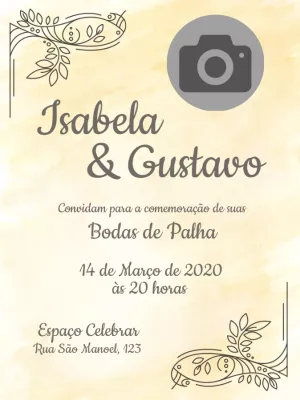 Convite Bodas de Palha com Foto para Editar Online