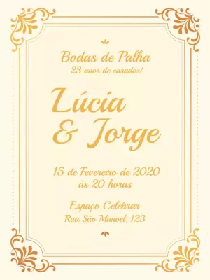 Convite Bodas de Palha Elegante para Editar Online