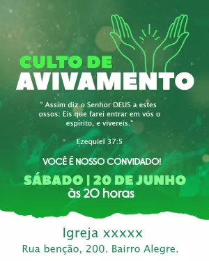 Convite para Culto de Avivamento Editável Online