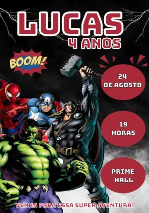Convite de Aniversário Vingadores para Editar Online