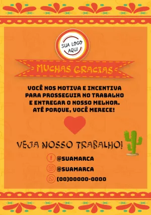 Cartão Obrigado pela Compra Tema Mexicano para Editar Online