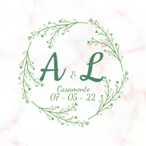 Monograma de Casamento Floral com Iniciais para Editar Online