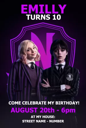 Invito di compleanno Mercoledì – Statico – Blassin Design