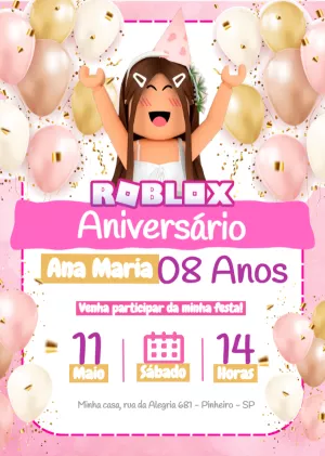Invitación de cumpleaños Roblox – Estático – Myanne Figueiredo