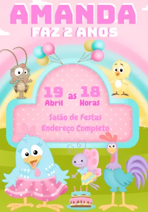 Galinha Pintadinha生日邀请函 – 静态 – Montando a Sua Festa Oficial