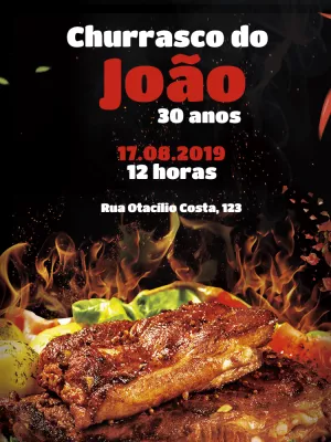 Convite de Aniversário Churrasco para Editar Online