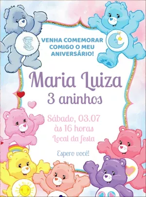 Convite de Aniversário Ursinhos Carinhosos para Editar Online