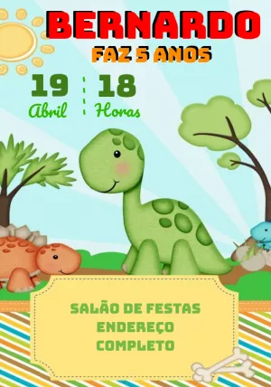 Invitación de cumpleaños Dinosaurio – Estático – Montando a Sua Festa Oficial
