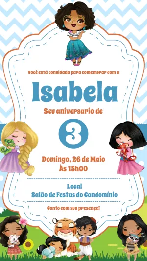 Invitación de cumpleaños Princesas – Estático – Gisele