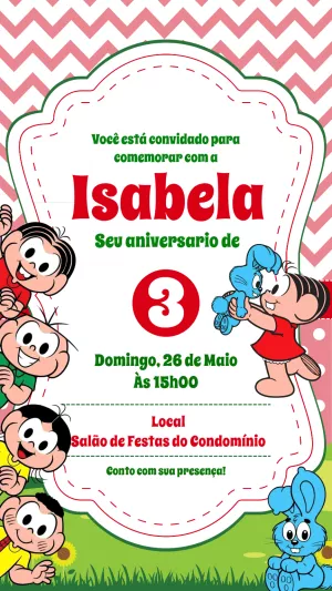 Turma da Mônica Birthday Invitation – Static – Gisele