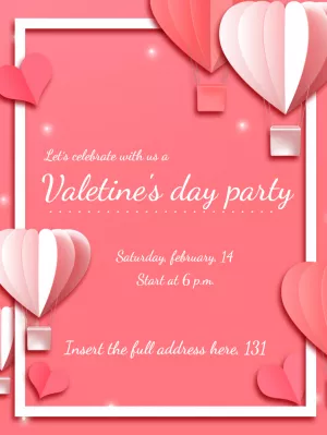 Valentine's Day Party Invitation with Hearts to Edit Online