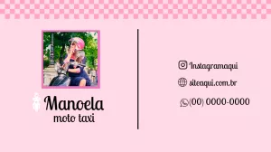 Cartão de Visitas Moto Táxi Feminino Rosa para Editar Online