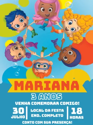 Convite de Aniversário Bubble Guppies para Editar Online