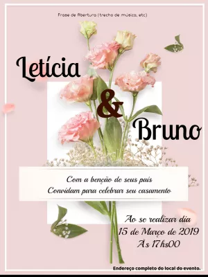 Convite de Casamento Floral Delicado para Editar e Imprimir