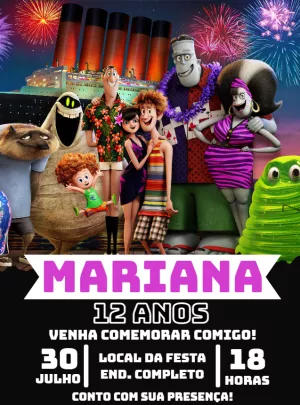 Convite de Aniversário Hotel Transilvânia para Editar Online