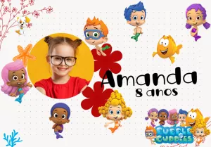 Convite de Aniversário Bubble Guppies com Foto para Editar Online