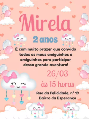 Convite de Aniversário Chuva de Amor para Editar Online