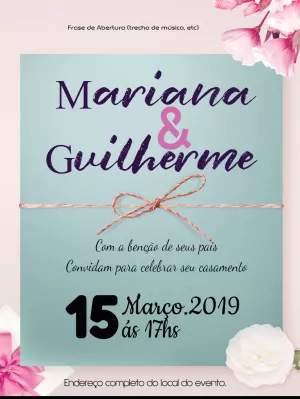 Convite de Casamento Floral Rústico para Editar Online
