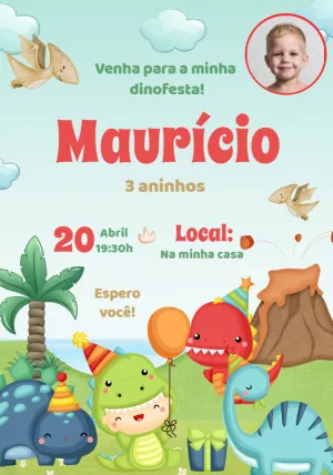 Invitación de cumpleaños Dinosaurio – Estático – Convites e Artes Digitais