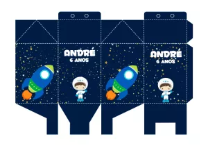 Caixa Milk Astronauta para Festa Infantil Editável Online